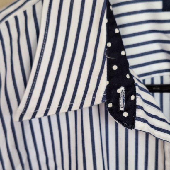 Chaps Buttondown SzL Blu/Wht Contrast Collar/Cuff EZ Care Cotton Blend Blu/Wht - Picture 10 of 10